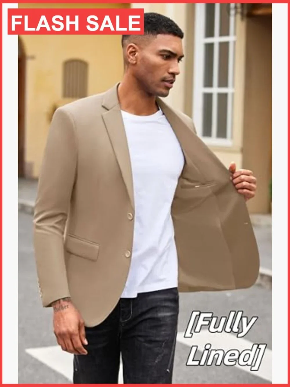 Slim Fit Knit Blazer Two Button Notch Lapel Lightweight Sport Coat